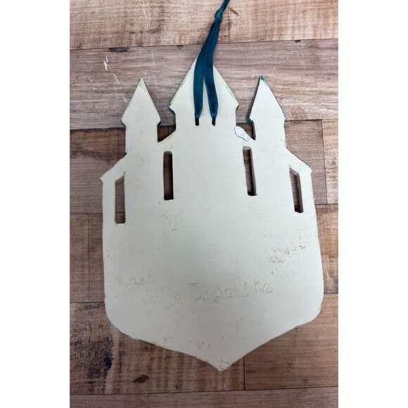 Vintage Handcrafted Ceramic Castle Wall Hanging With Blue Roofs 3D - Picture 3 of 4